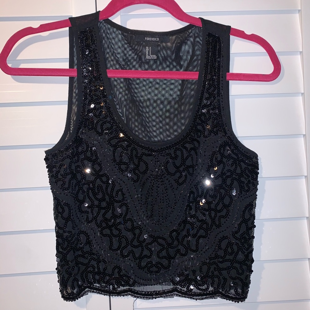 Forever 21 Black beaded crop top